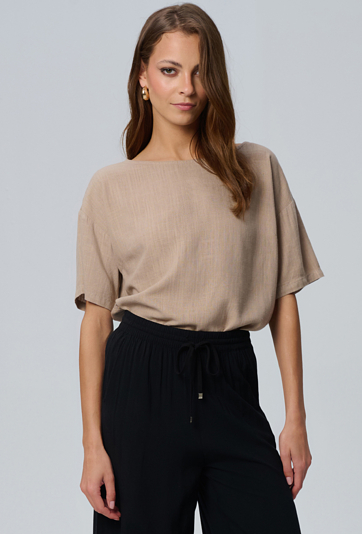 Bluzka oversize z domieszką lnu