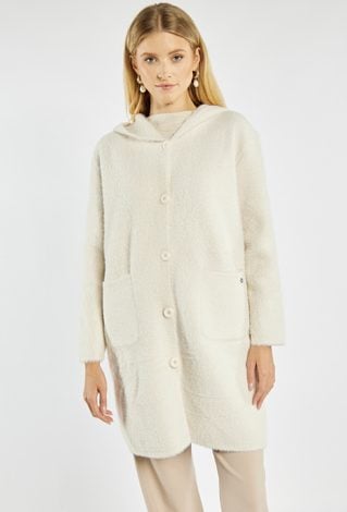 Dłuższy sweter z kapturem