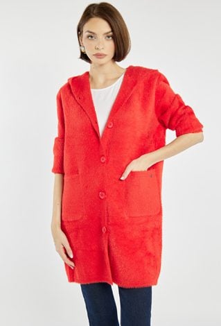 Dłuższy sweter z kapturem