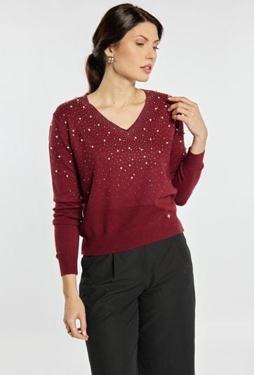 Sweter z koralikami