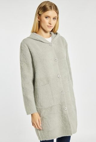 Dłuższy sweter z kapturem