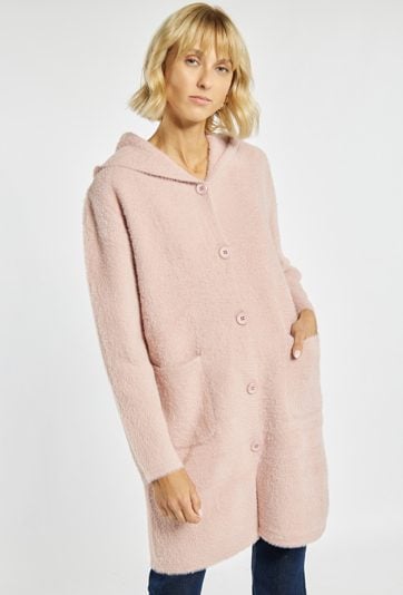 Dłuższy sweter z kapturem