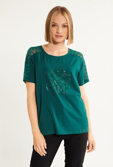 Bluzka z siateczką na ramionach