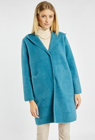 Długi sweter z kapturem