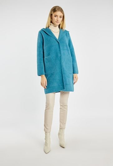 Długi sweter z kapturem