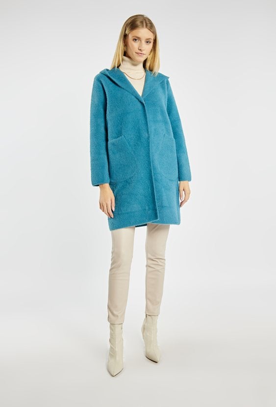 Długi sweter z kapturem