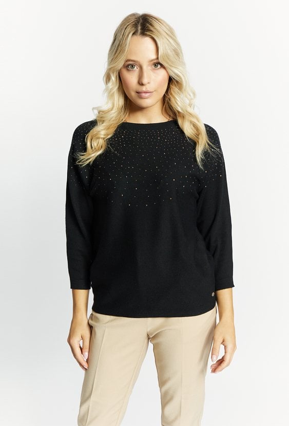 Wiskozowy sweter z dżetami