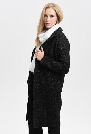 Płaszcz o prostym fasonie nakrapiany białą nicią