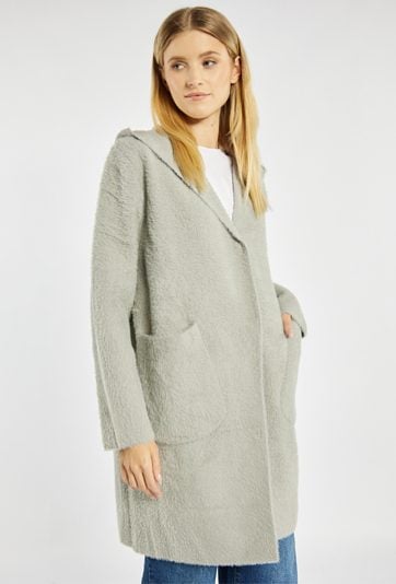 Długi sweter z kapturem