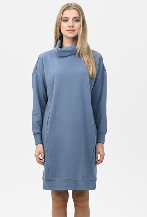 Bawełniana dresowa sukienka damska z golfem