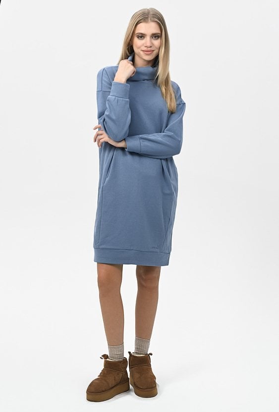 Bawełniana dresowa sukienka damska z golfem