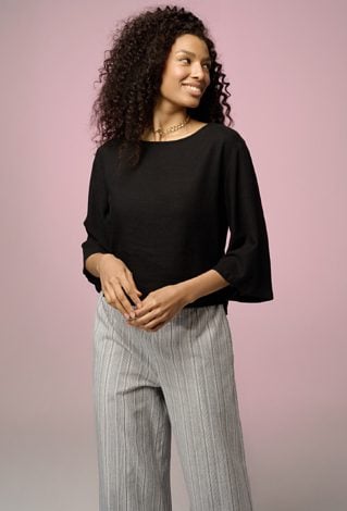 Bluzka z rękawem 3/4 z wiskozy lnu