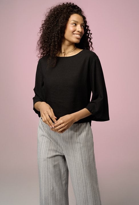 Bluzka z rękawem 3/4 z wiskozy lnu