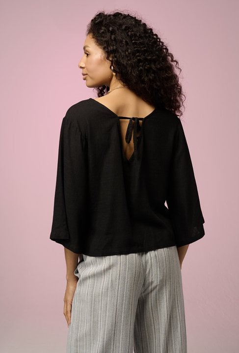 Bluzka z rękawem 3/4 z wiskozy lnu