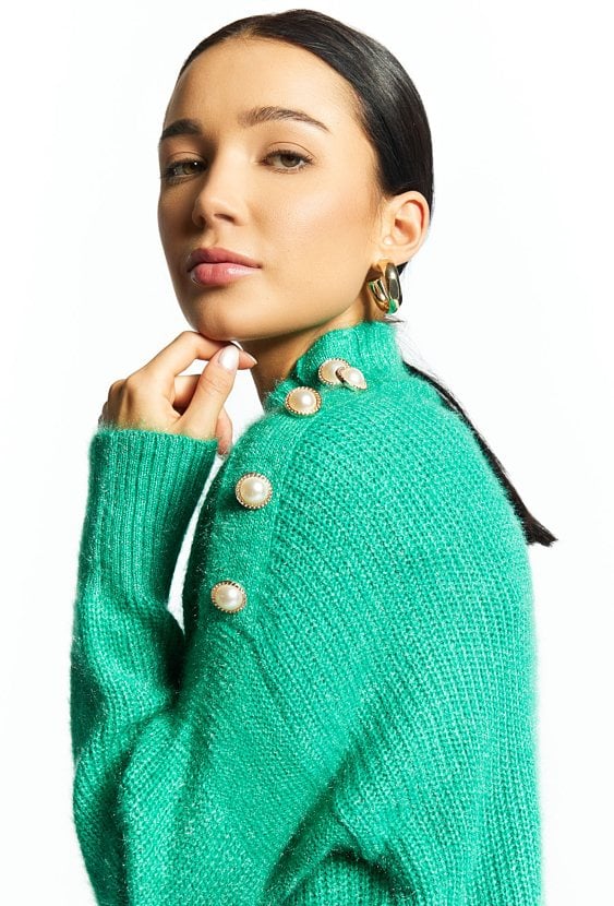 Połyskujący sweter damski