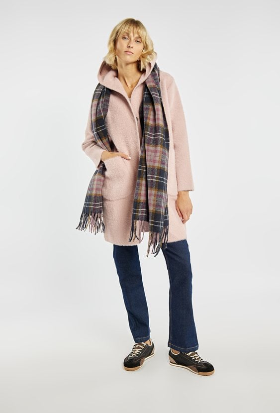 Długi sweter z kapturem