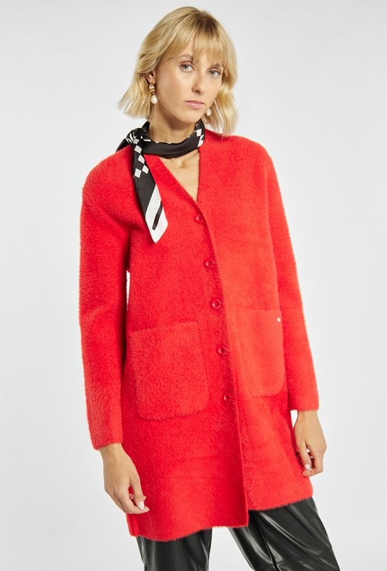 Dłuższy, rozpinany sweter