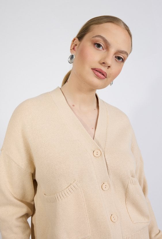 Kardigan damski z kieszonkami