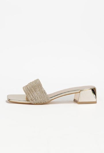 Damskie klapki z połyskującym paskiem