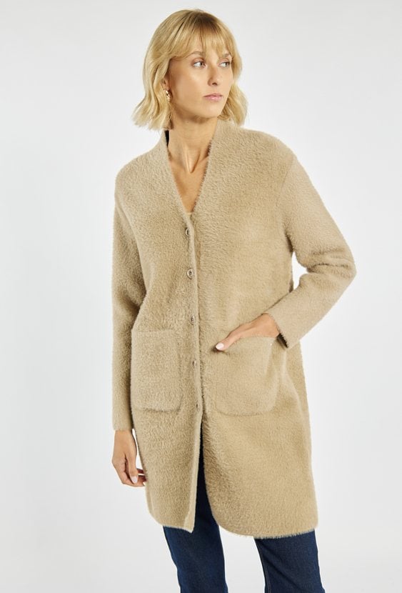 Dłuższy, rozpinany sweter