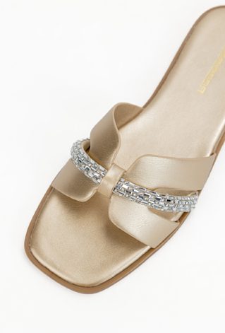 Złote klapki z ozdobnym paskiem  NITIO