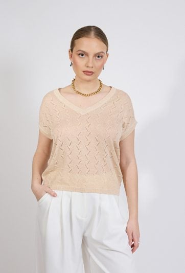 Sweter damski z ażurowym wzorem