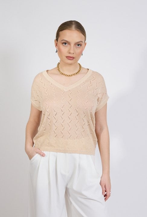 Sweter damski z ażurowym wzorem