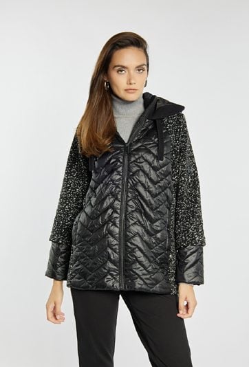 Kurtka damska z łączonych materiałów