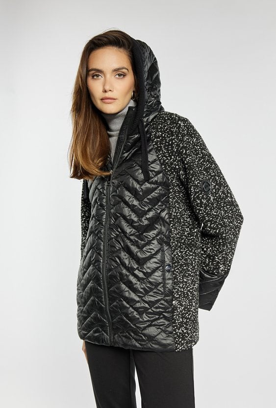 Kurtka damska z łączonych materiałów