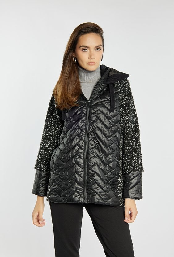 Kurtka damska z łączonych materiałów