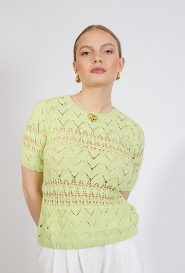 Ażurowy sweter z krótkim rękawem