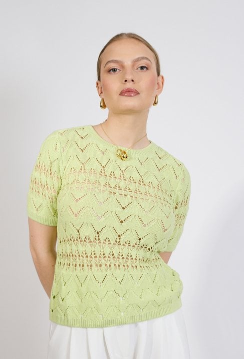 Ażurowy sweter z krótkim rękawem