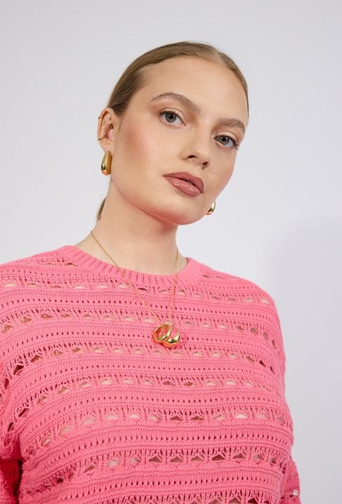 Ażurowy sweter damski