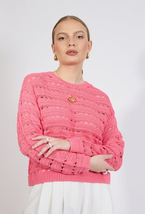 Ażurowy sweter damski