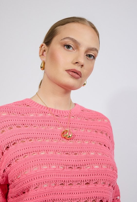 Ażurowy sweter damski