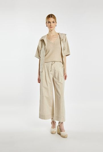 Spodnie wide leg z lnem