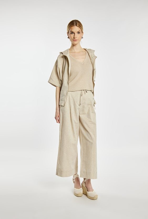 Spodnie wide leg z lnem