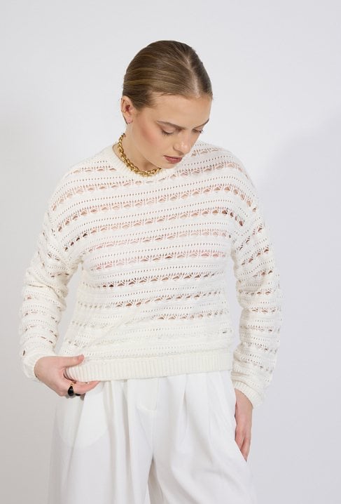 Ażurowy sweter damski