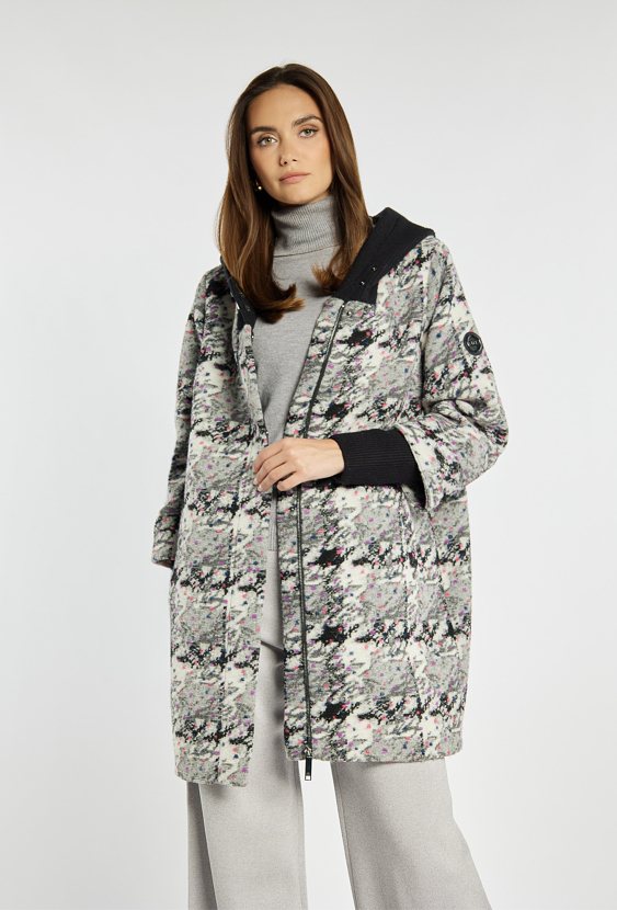 Wzorzysty płaszcz damski