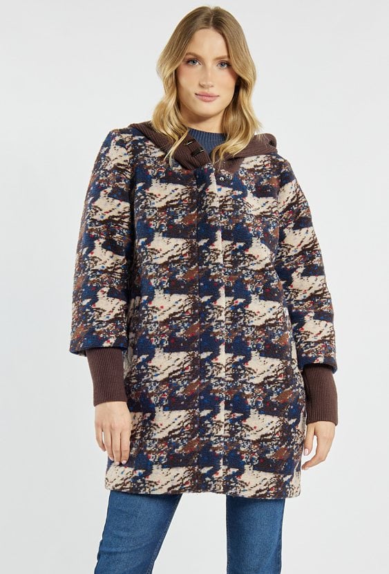 Wzorzysty płaszcz damski