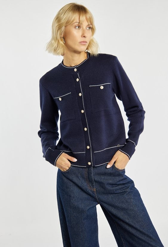 Rozpinany sweter z kieszonkami