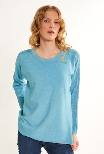 Sweter damski z połyskującą nicią