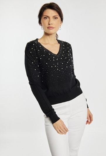 Sweter z koralikami