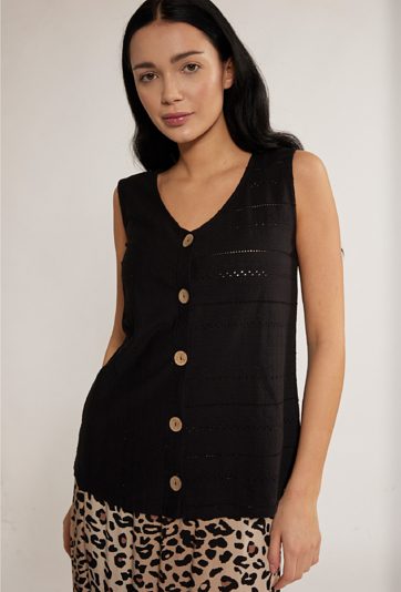 Ażurowa bluzka zapinana na guziki