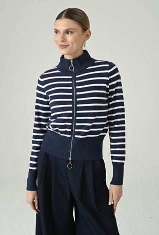 Sweter w paski z dodatkiem wiskozy