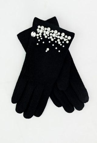 Eleganckie rękawiczki z perłami i kaszmirem