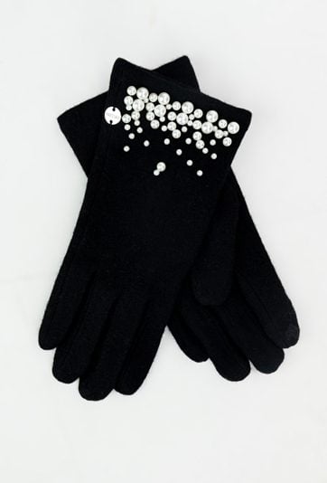 Eleganckie rękawiczki z perłami i kaszmirem