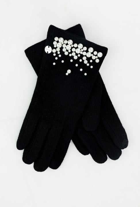 Eleganckie rękawiczki z perłami i kaszmirem