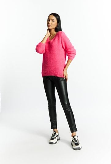 Połyskujący sweter z dodatkiem wełny