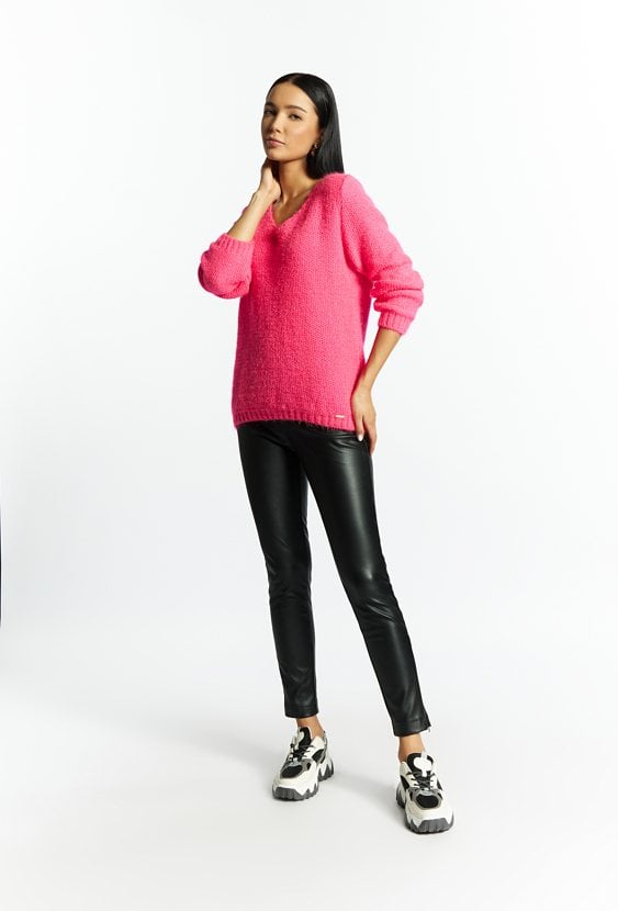 Połyskujący sweter z dodatkiem wełny